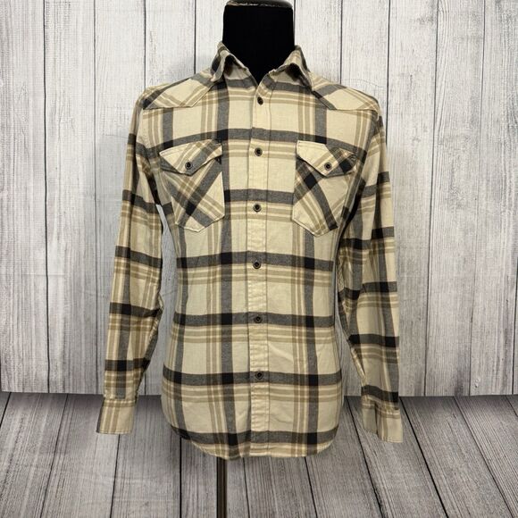 Wrangler Other - Wrangler Men's Medium Beige Multicolored Button Up Plaid Long Sleeve Shirt